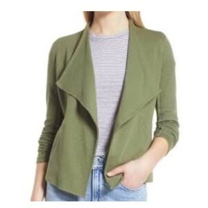 Caslon Drape Collar Knit Blazer Green Size XS